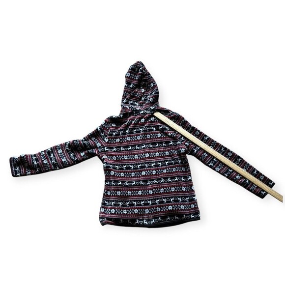 No Boundaries XL (16-18) Red And Black Zip Up Fuzzy Hoodie Poinsettia Holiday - Picture 4 of 7